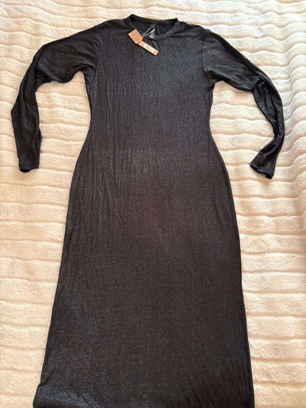SKIMS Soft Lounge Shimmer Foil Crew Neck Long Sleeve Dress